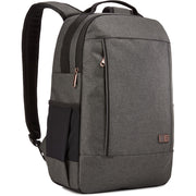 Gray backpack with black accents on a white background