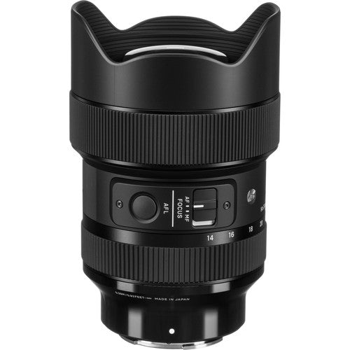 Sigma 14-24mm f/2.8 DG DN Art ultra-wide-angle zoom lens for full-frame mirrorless cameras with 18 optical elements including FLD and SLD elements, advanced coatings to reduce flare and ghosting, dust and splash-proof design, and an 11-blade rounded diaphragm for smooth bokeh.