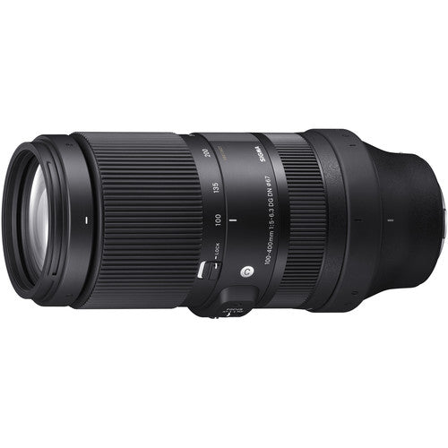 Sigma 100-400mm f/5-6.3 DG DN telephoto zoom lens for full-frame mirrorless cameras with contemporary design.