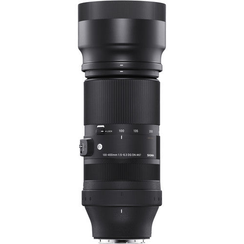 Sigma 100-400mm f/5-6.3 DG DN telephoto zoom lens for full-frame mirrorless cameras with contemporary design.