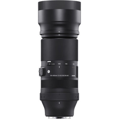 Sigma 100-400mm f/5-6.3 DG DN telephoto zoom lens for full-frame mirrorless cameras with contemporary design.
