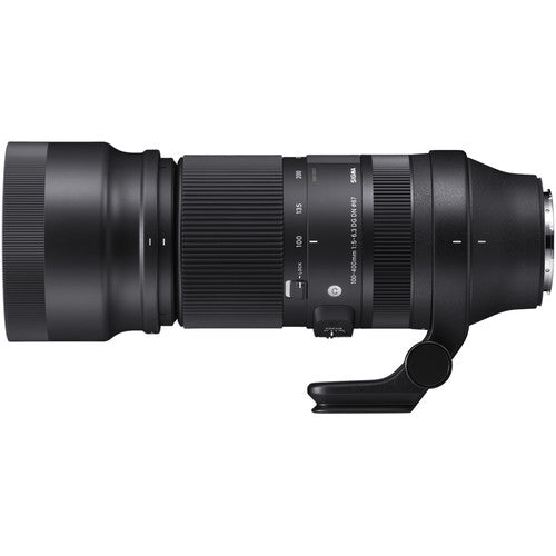 Sigma 100-400mm f/5-6.3 DG DN telephoto zoom lens for full-frame mirrorless cameras with contemporary design.