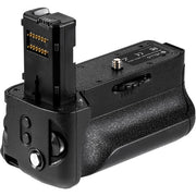 Sony VG-C2EM Battery Grip for a7 II, a7R II, and a7S II, extending battery life and providing ergonomic support for vertical shooting.