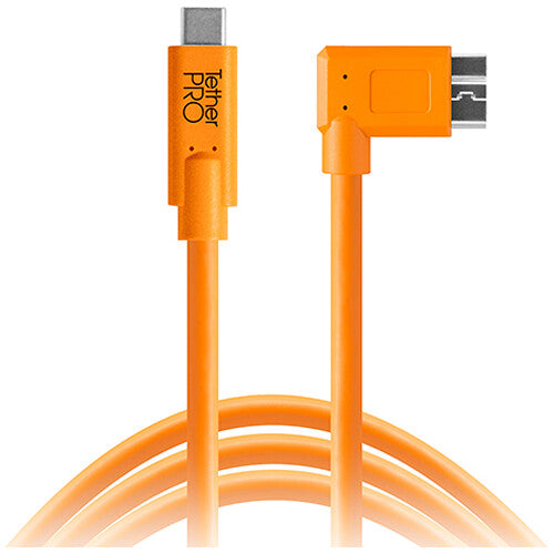 Tether Tools TetherPro Right Angle Adaptor USB 3.0 to USB 3.0 Micro-B 5-Pin (50 cm) for secure tethered camera connection.