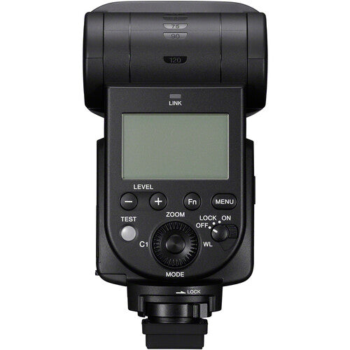 Sony HVL-F60RM2 professional wireless flash with GN60 output, radio control, and bounce system for Sony Alpha cameras.