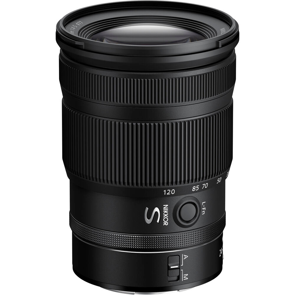 The Nikon Z 24-120mm f/4 S is a wide-angle to short-telephoto zoom lens covering a useful focal length range for landscapes to portraits.