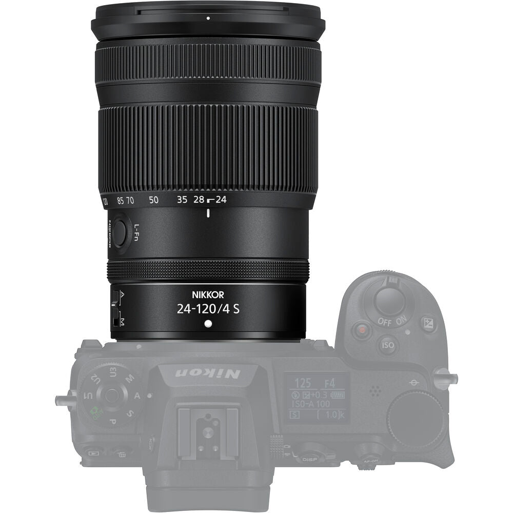 The Nikon Z 24-120mm f/4 S is a wide-angle to short-telephoto zoom lens covering a useful focal length range for landscapes to portraits.