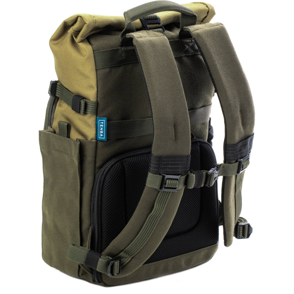 The Tenba Fulton V2 10L Backpack offers secure camera storage, an expandable rolltop design, and room for DSLR or mirrorless gear, drones, and personal items.