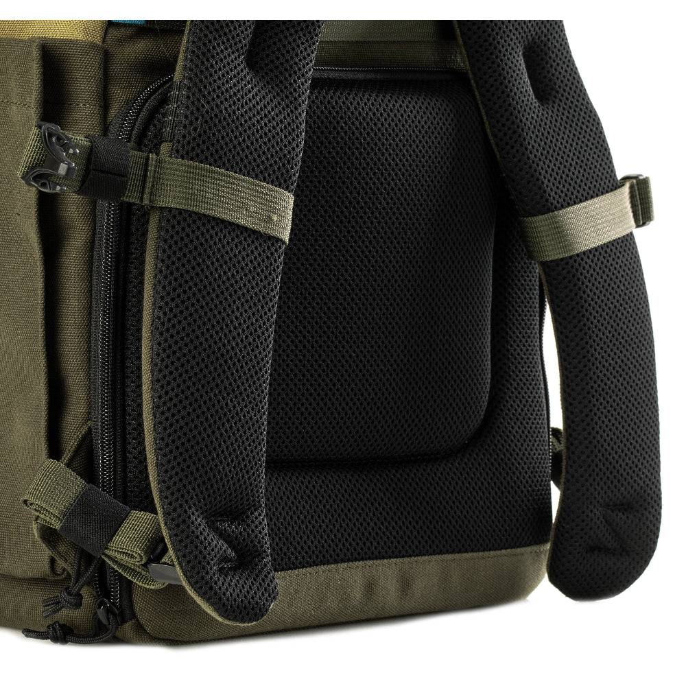 The Tenba Fulton V2 10L Backpack offers secure camera storage, an expandable rolltop design, and room for DSLR or mirrorless gear, drones, and personal items.