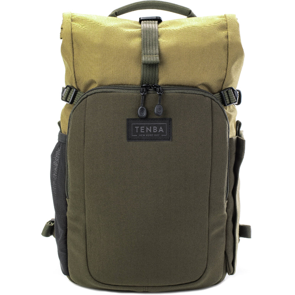 The Tenba Fulton V2 10L Backpack offers secure camera storage, an expandable rolltop design, and room for DSLR or mirrorless gear, drones, and personal items.