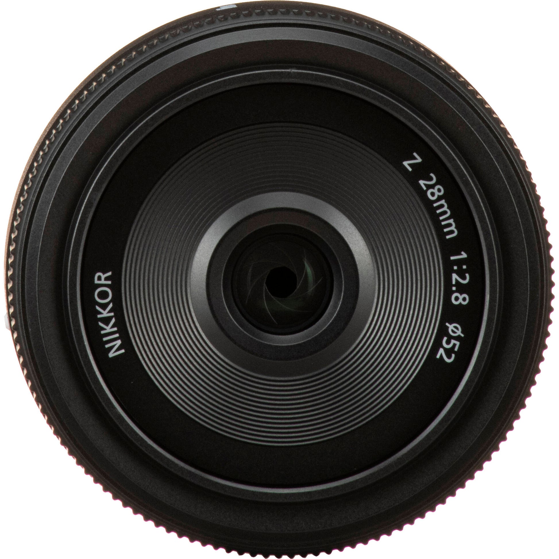 Nikkor camera lens on a white background