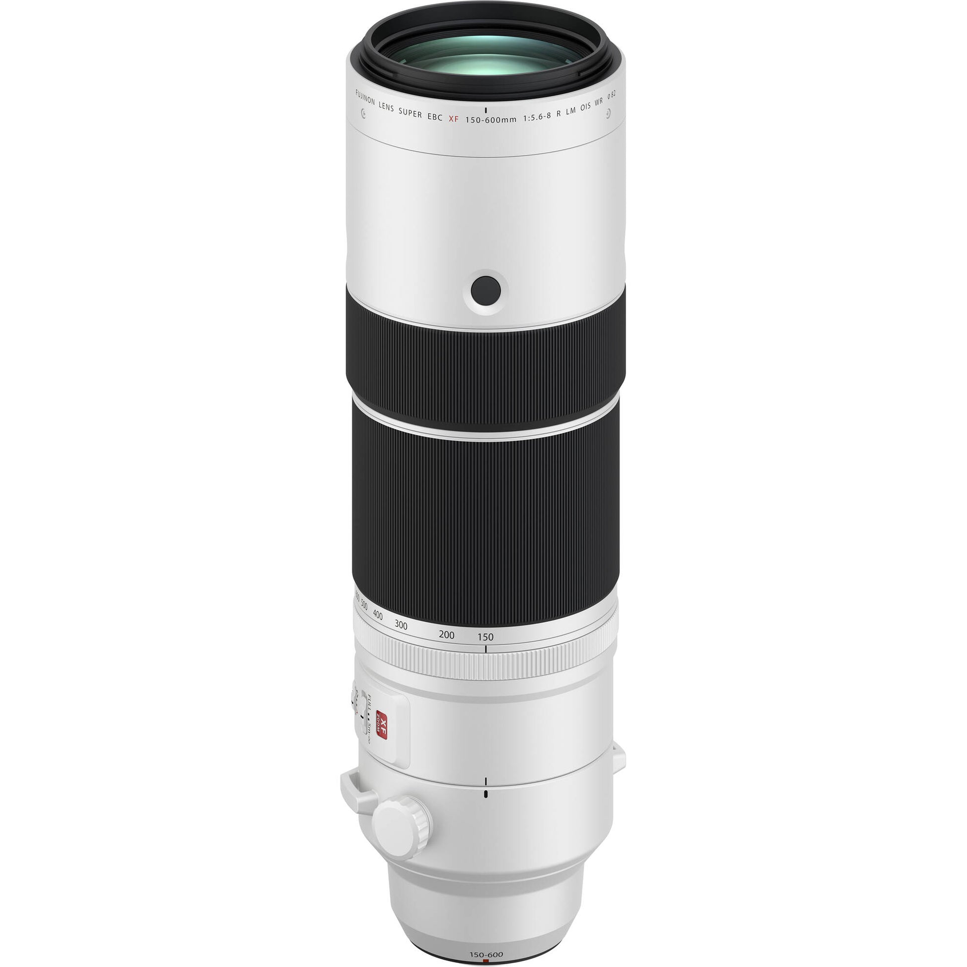 Camera lens with white and black design on a white background