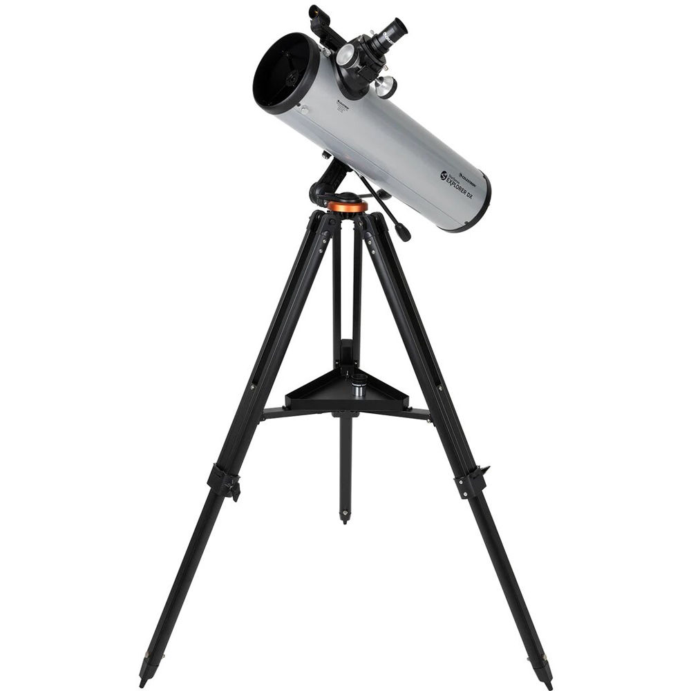 Telescope on a tripod with a white background