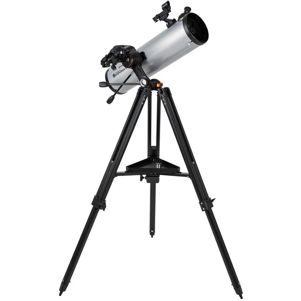 Telescope on a tripod with a white background