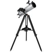 Telescope on a tripod with a white background