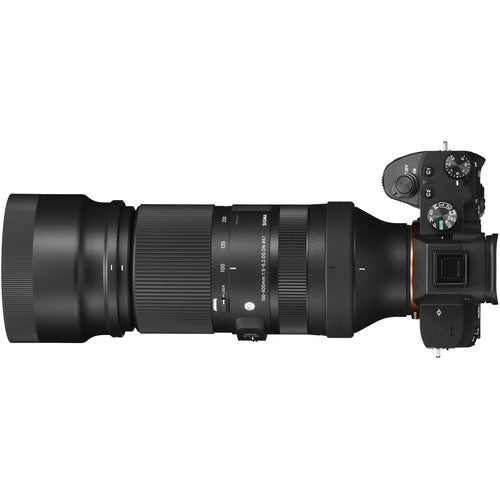 Sigma 100-400mm f/5-6.3 DG DN telephoto zoom lens for full-frame mirrorless cameras with contemporary design.