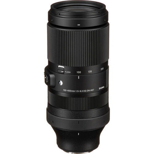 Sigma 100-400mm f/5-6.3 DG DN telephoto zoom lens for full-frame mirrorless cameras with contemporary design.