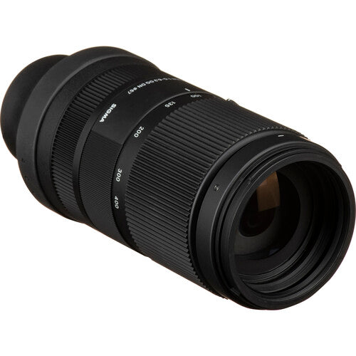 Sigma 100-400mm f/5-6.3 DG DN telephoto zoom lens for full-frame mirrorless cameras with contemporary design.