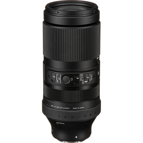 Sigma 100-400mm f/5-6.3 DG DN telephoto zoom lens for full-frame mirrorless cameras with contemporary design.