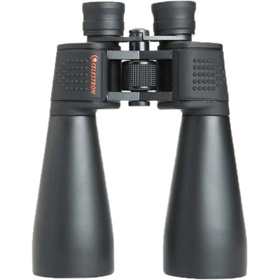 Black binoculars with Celestron logo on a white background