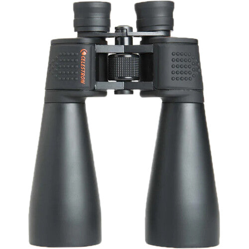 Black binoculars with Celestron logo on a white background