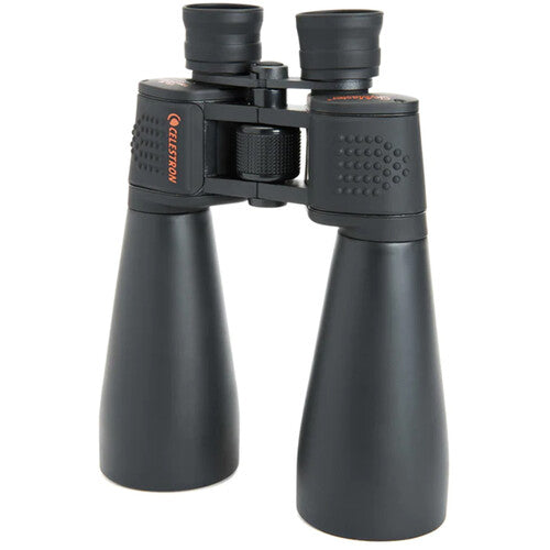 Black binoculars with Celestron logo on a white background