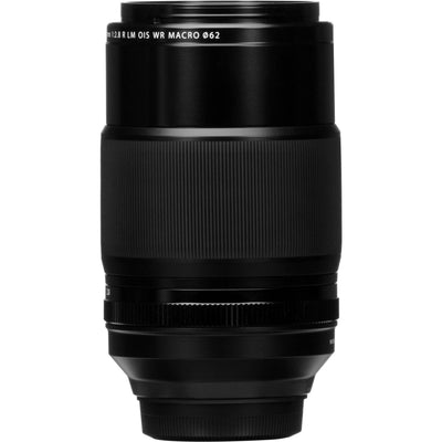 Black camera lens on a white background