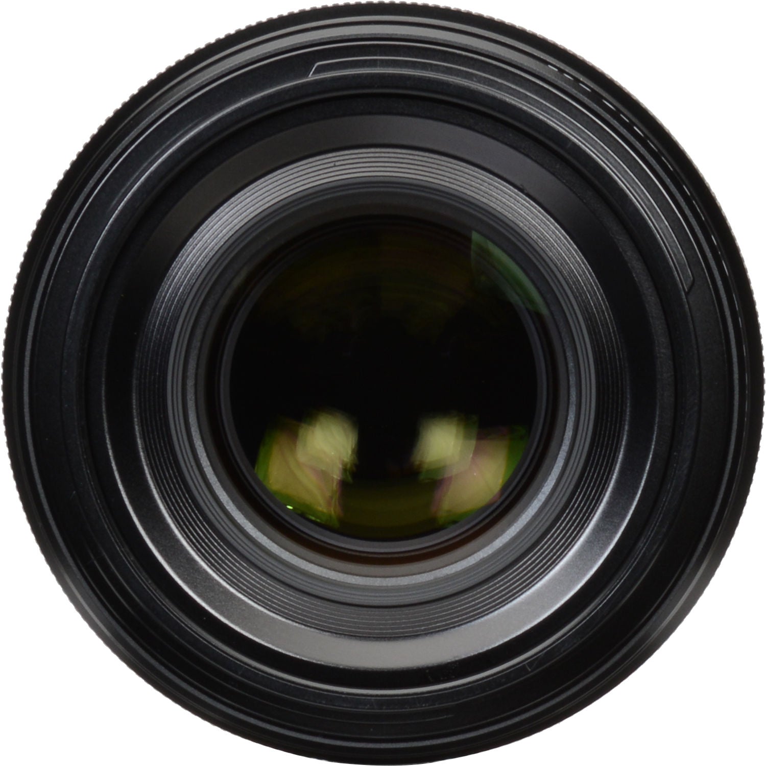 Close-up of a camera lens on a white background