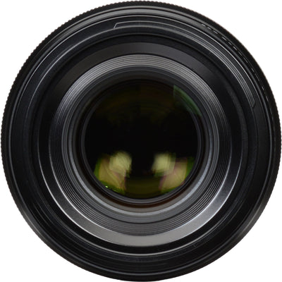 Close-up of a camera lens on a white background