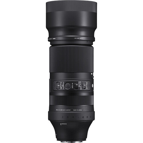 Sigma 100-400mm f/5-6.3 DG DN telephoto zoom lens for full-frame mirrorless cameras with contemporary design.