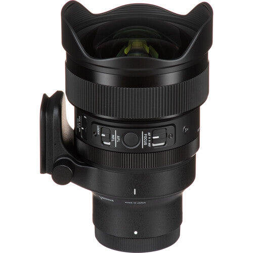Sigma 14mm f/1.4 DG DN Art ultra-wide-angle prime lens for full-frame mirrorless cameras with bright aperture, advanced optics including FLD and SLD elements, dust and splashproof construction, and tripod socket for stability during astrophotography.
