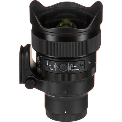 Sigma 14mm f/1.4 DG DN Art ultra-wide-angle prime lens for full-frame mirrorless cameras with bright aperture, advanced optics including FLD and SLD elements, dust and splashproof construction, and tripod socket for stability during astrophotography.