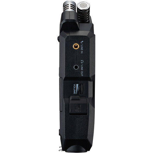 Zoom H4 Essential Portable Audio Recorder with 32-bit float, built-in stereo mics, and XLR/TRS inputs for professional recording.