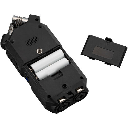 Zoom H4 Essential Portable Audio Recorder with 32-bit float, built-in stereo mics, and XLR/TRS inputs for professional recording.