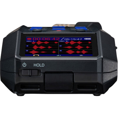 Zoom H6 Essential Portable Audio Recorder with 32-bit float and interchangeable mic capsules for professional field recording.