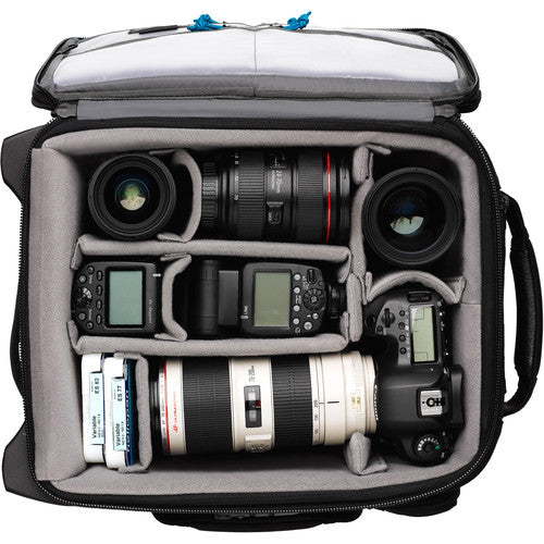 Tenba Roadie Roller 18 in black — professional carry-on camera case with padded dividers, wheels, and weather-resistant design.