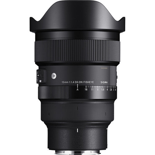 Sigma 15mm f/1.4 DG DN Diagonal Fisheye Art lens with 180-degree angle of view, advanced optical design for high resolution and clarity, ideal for astrophotography and creative wide-angle shots.