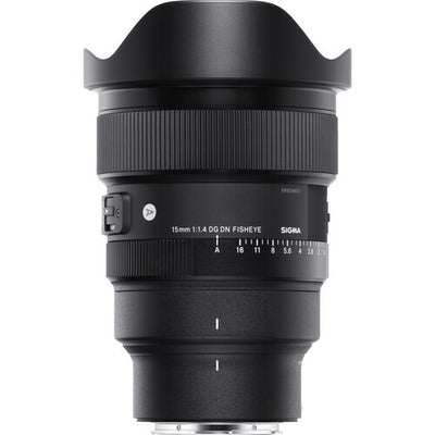 Sigma 15mm f/1.4 DG DN Diagonal Fisheye Art lens with 180-degree angle of view, advanced optical design for high resolution and clarity, ideal for astrophotography and creative wide-angle shots.