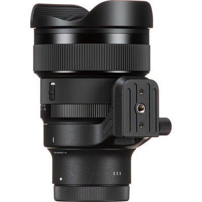 Sigma 14mm f/1.4 DG DN Art ultra-wide-angle prime lens for full-frame mirrorless cameras with bright aperture, advanced optics including FLD and SLD elements, dust and splashproof construction, and tripod socket for stability during astrophotography.