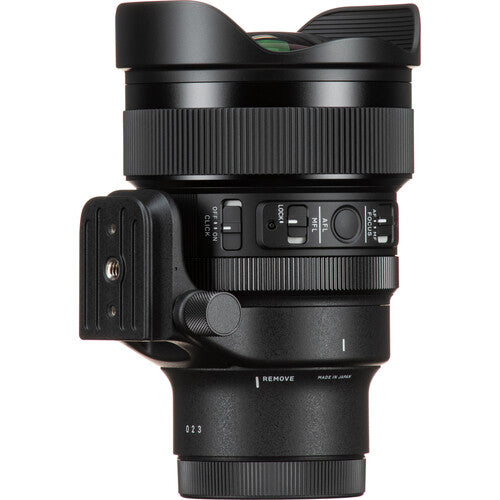 Sigma 14mm f/1.4 DG DN Art ultra-wide-angle prime lens for full-frame mirrorless cameras with bright aperture, advanced optics including FLD and SLD elements, dust and splashproof construction, and tripod socket for stability during astrophotography.