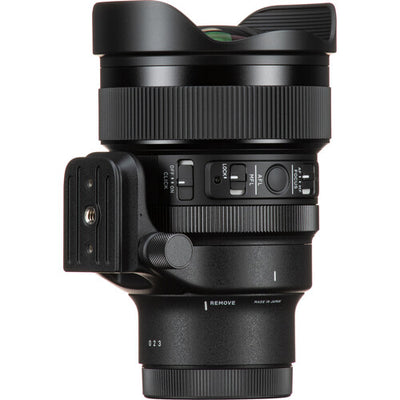 Sigma 14mm f/1.4 DG DN Art ultra-wide-angle prime lens for full-frame mirrorless cameras with bright aperture, advanced optics including FLD and SLD elements, dust and splashproof construction, and tripod socket for stability during astrophotography.