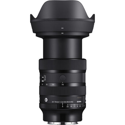 Sigma 24-70mm f/2.8 DG DN Art standard zoom lens for full-frame mirrorless cameras featuring fast aperture, advanced optics with FLD and SLD elements, dust and splash resistance, and fast linear motor autofocus.