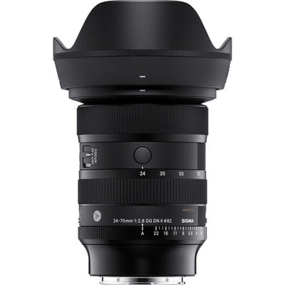 Sigma 24-70mm f/2.8 DG DN Art standard zoom lens for full-frame mirrorless cameras featuring fast aperture, advanced optics with FLD and SLD elements, dust and splash resistance, and fast linear motor autofocus.