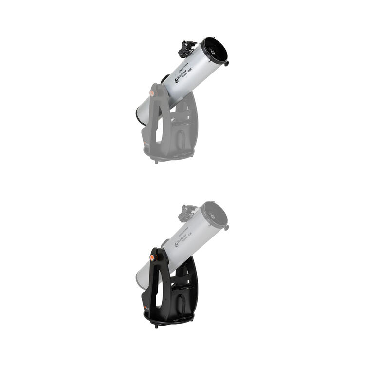 Two telescopes on a white background
