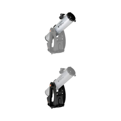 Two telescopes on a white background