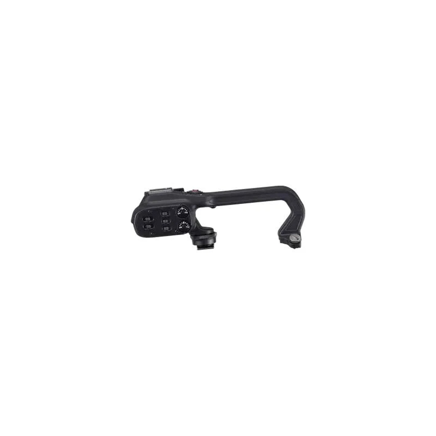 Canon HDU-4 detachable handle with dual XLR inputs and mic holder for XA60B camcorder.