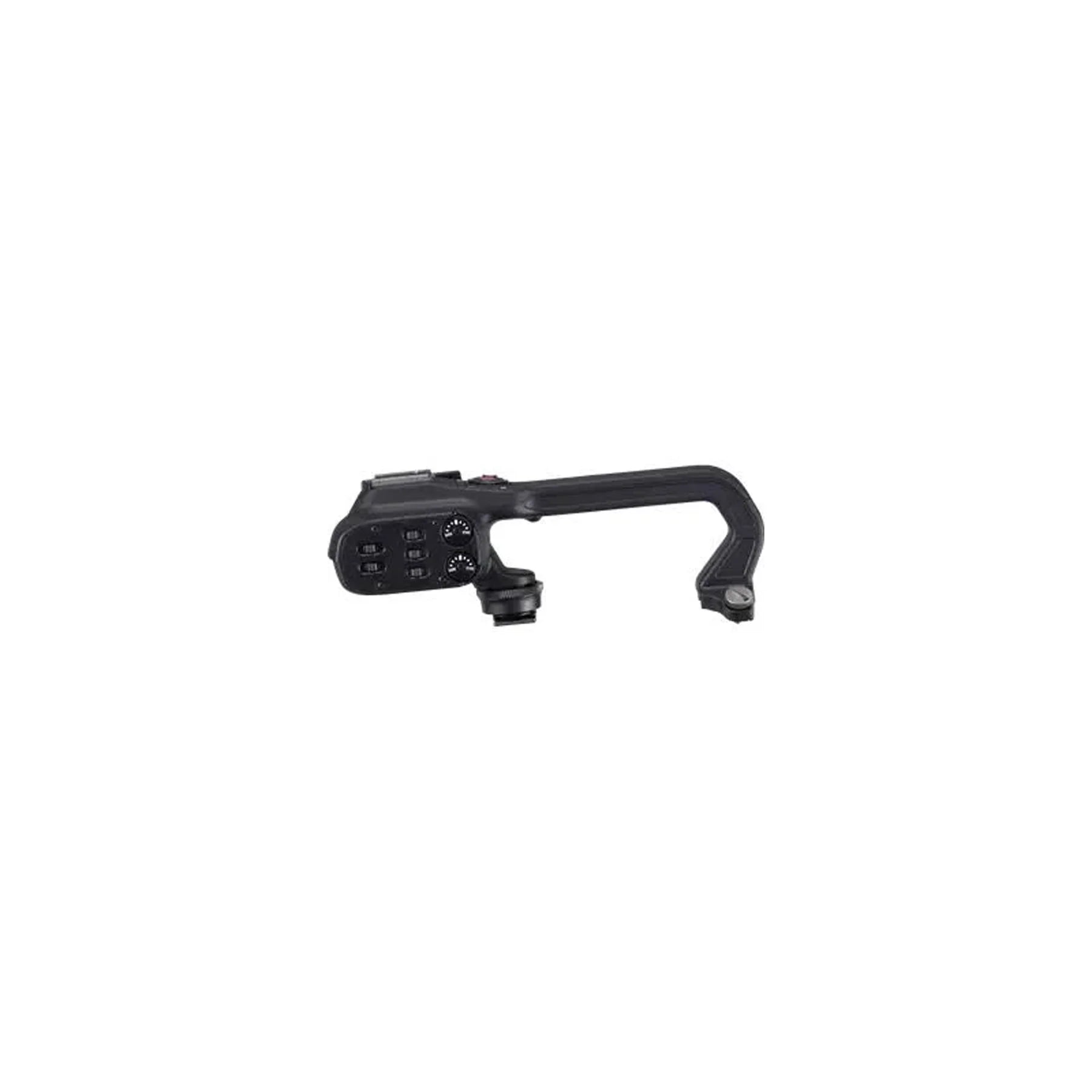 Canon HDU-4 detachable handle with dual XLR inputs and mic holder for XA60B camcorder.
