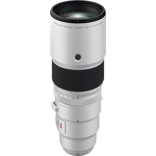 FUJIFILM XF 500mm f/5.6 R LM OIS WR super-telephoto lens for X-Series cameras featuring stabilization and weather sealing.