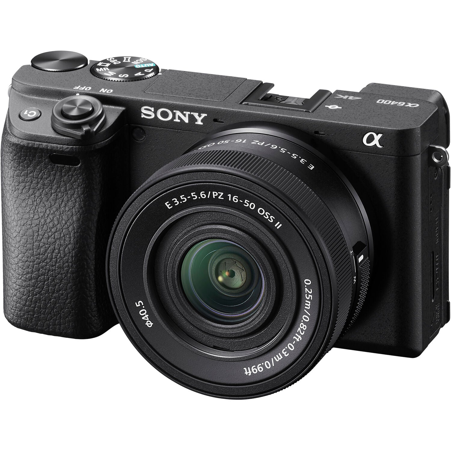 Sony camera with lens on a white background