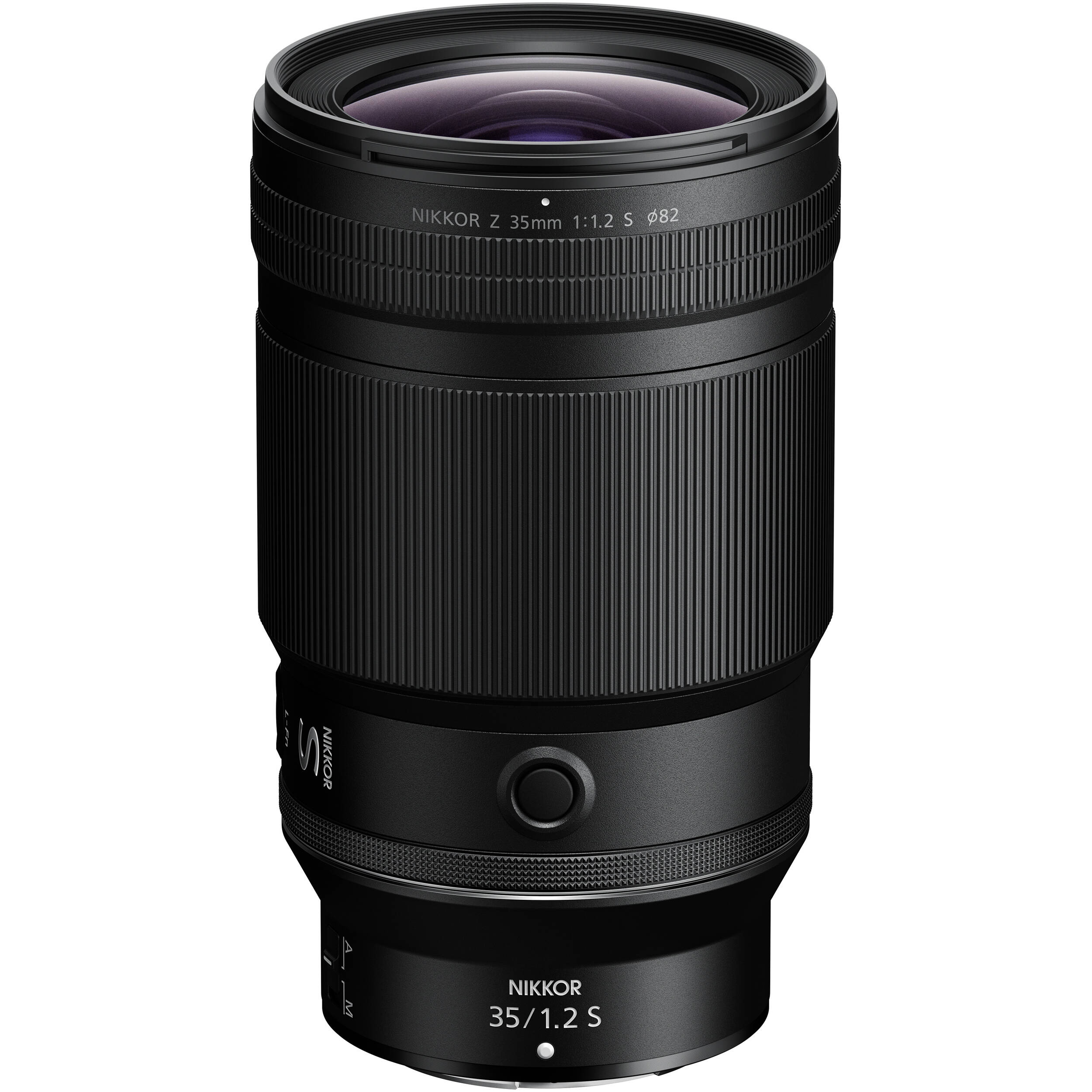 Black camera lens with 'Nikkor' branding on a white background
